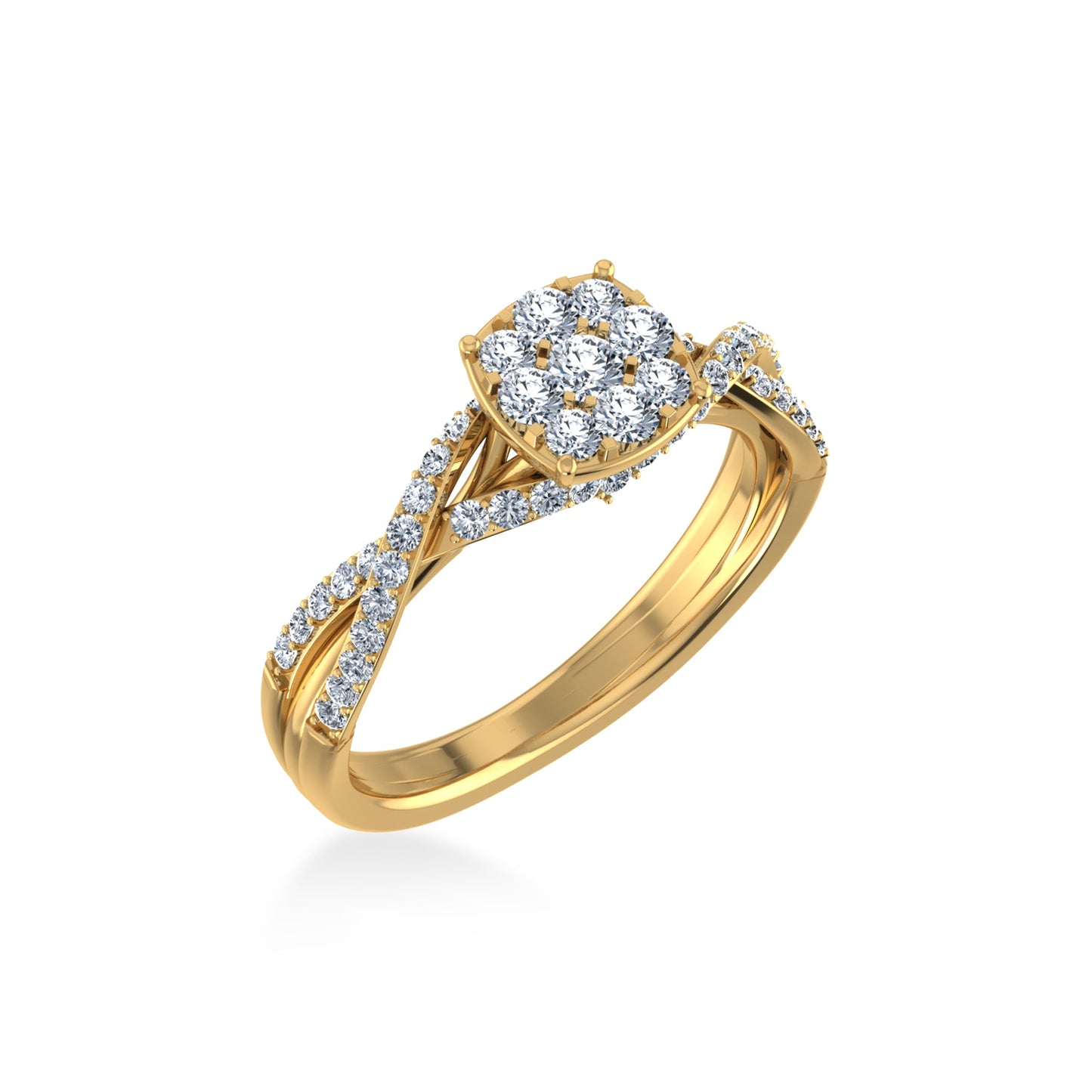 Royal Jewelry 14K Yellow Gold Round Diamond Womens Ring 3/4 Cttw